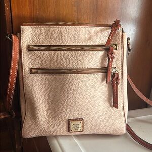 Dooney & Bourke Blush Pebble Leather Crossbody with Brown Trim